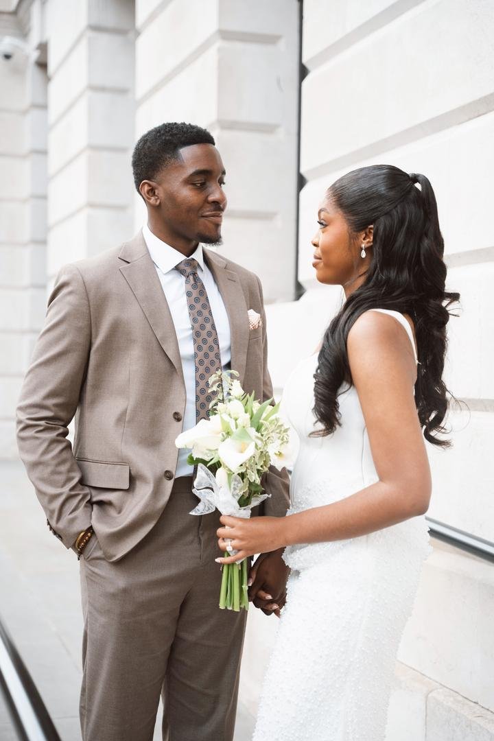 Bride and groom, first look